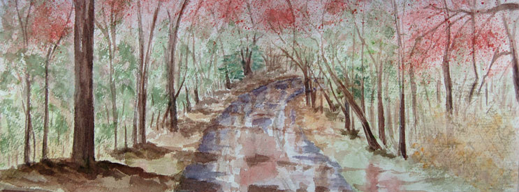 spring rain watercolor painting